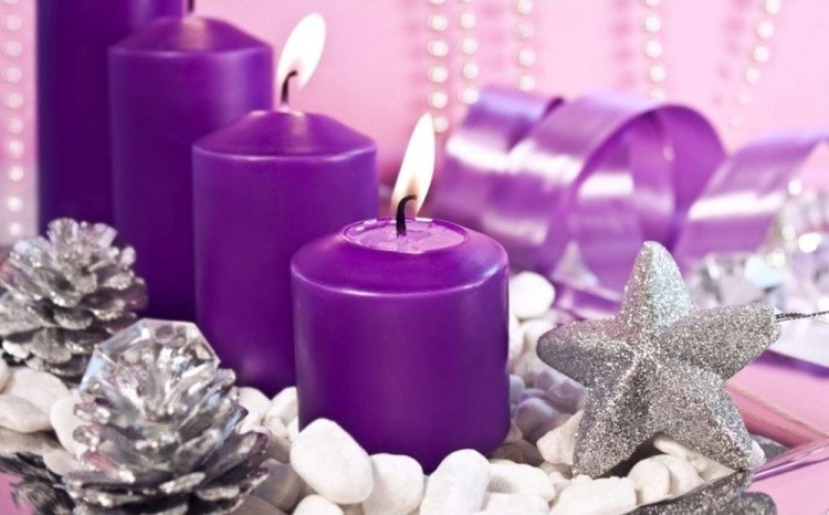 Алмазная вышивка «Фиолетовые свечи»