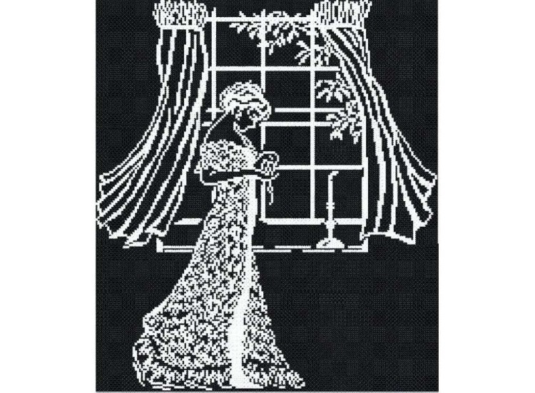 Набор для вышивания «Дама у окна» (белое на чёрном)