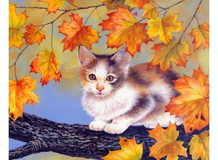 Набор вышивки бисером «Котёнок на дереве»