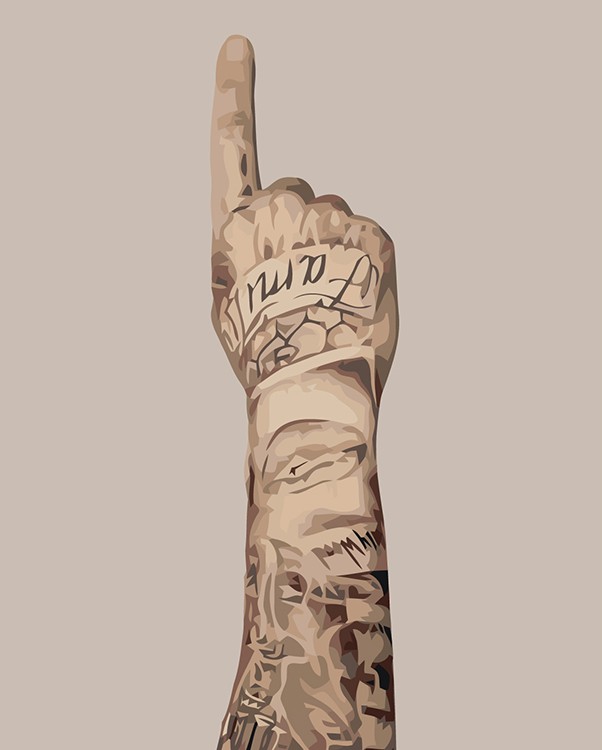 Картина по номерам «Скриптонит рэпер Адиль: рука с тату»