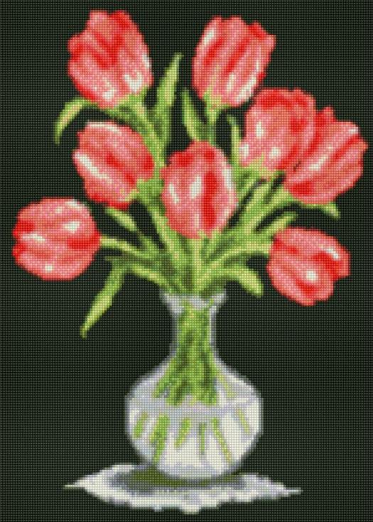 Алмазная вышивка «Тюльпаны в вазе»
