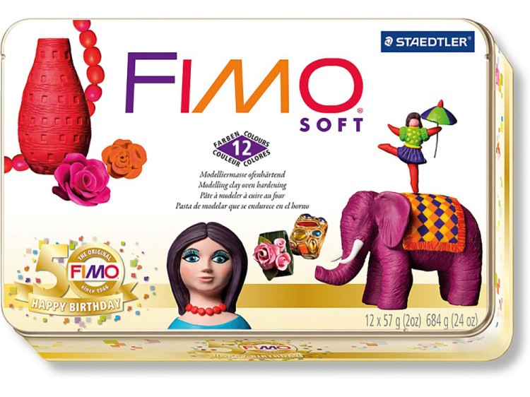 Набор FIMO Soft «Ностальгия» в металлической коробке (12 цветов х 57 г)