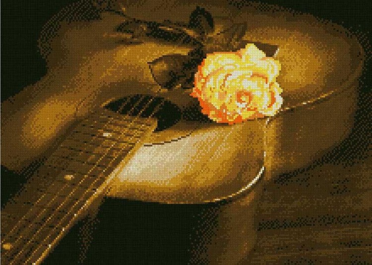 Алмазная вышивка «Гитара и Роза»