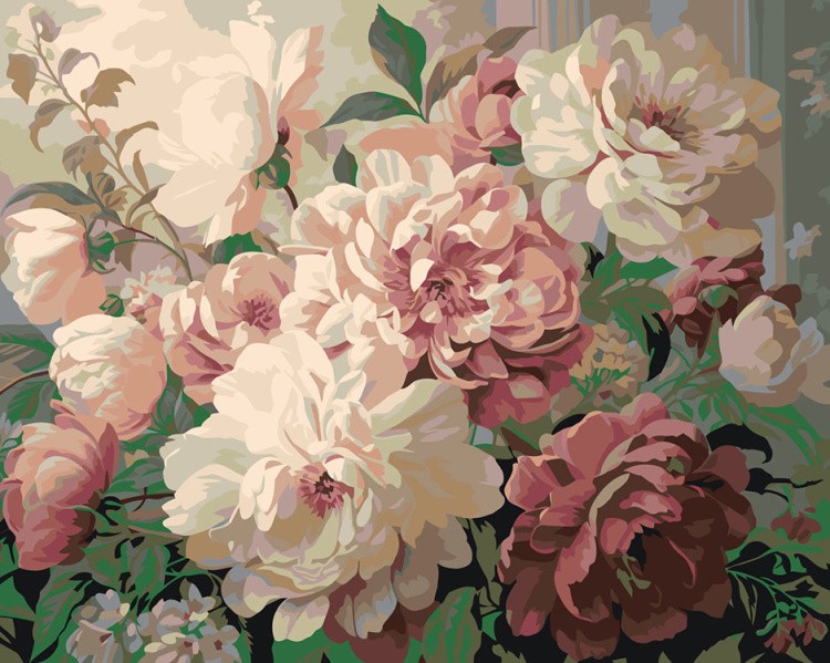 Картина по номерам «Цветы: Нежные чайные розы»