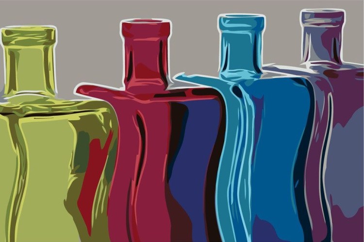 Картина по номерам «Разноцветные бутылки»