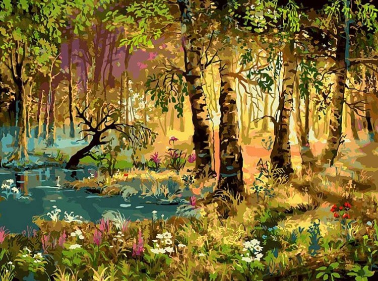 Картина по номерам «Утро в лесу»
