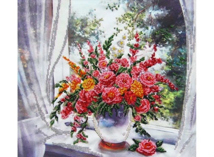 Набор вышивки бисером «Цветы у окна»