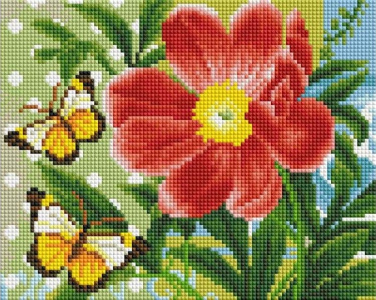 Алмазная вышивка «Бабочки и цветок»
