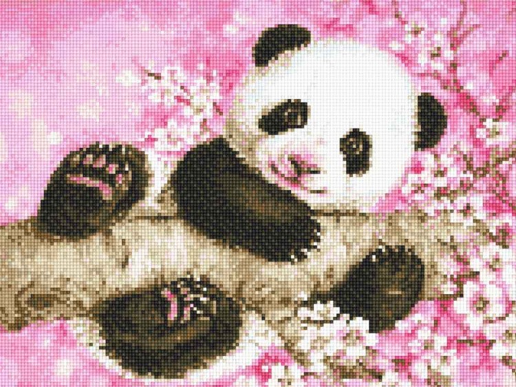 Алмазная вышивка «Панда и сакура»