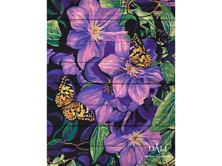 Картина по номерам по дереву Dali «Цветы и бабочки»