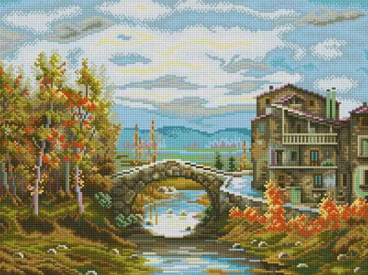 Алмазная вышивка «Мост через реку»