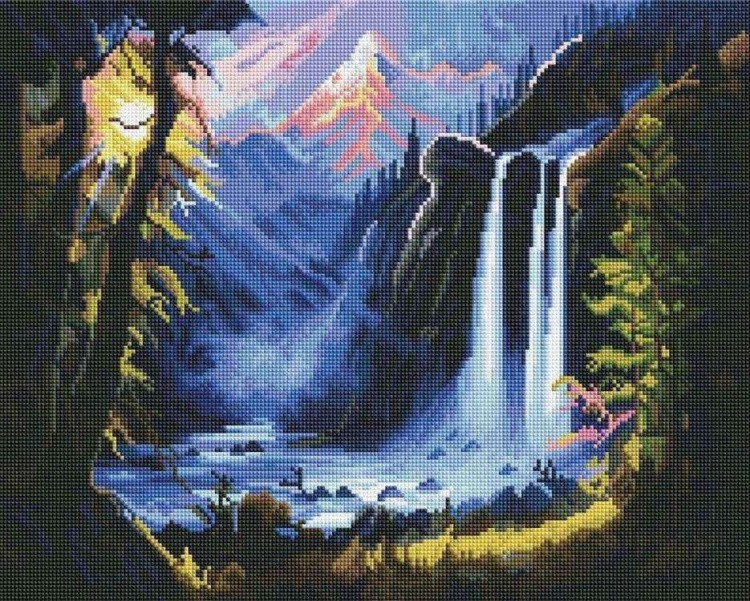 Алмазная вышивка «Таинственный водопад»