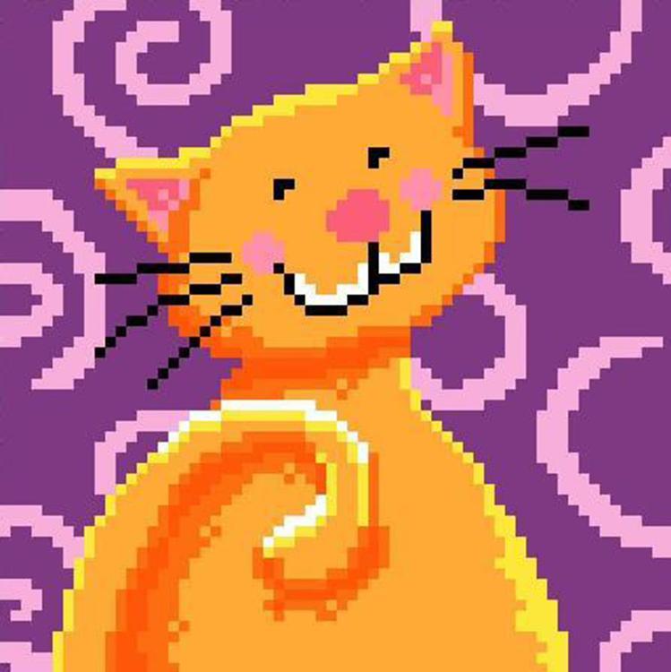 Алмазная вышивка «Веселый котик в оранжевом»