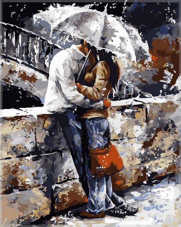 Картина по номерам «Романтическая прогулка под дождем»