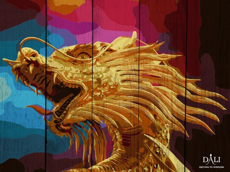Картина по номерам по дереву Dali «Восточный дракон»