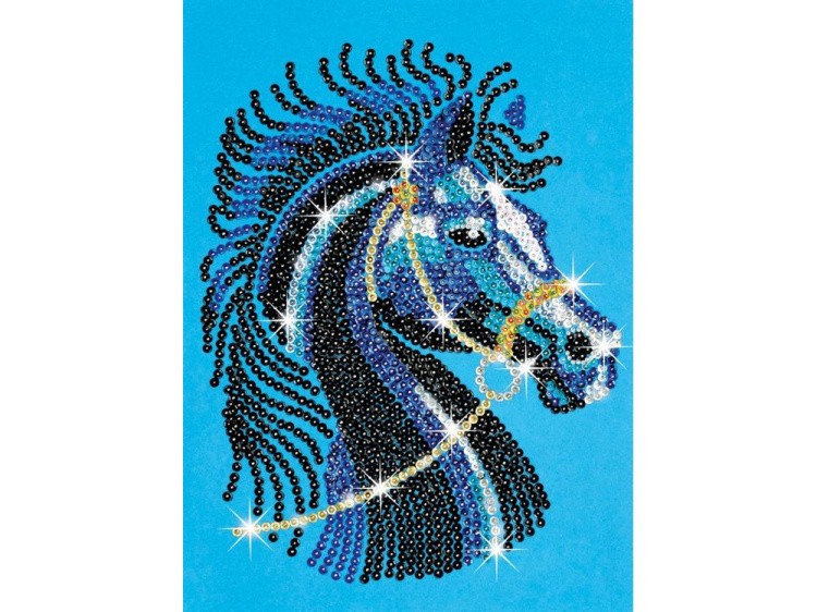 Мозаика из пайеток и бусин «Черная лошадь»