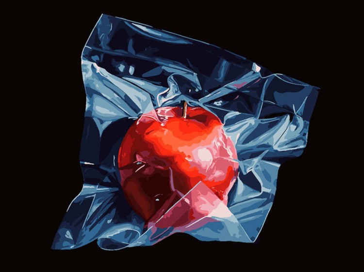 Картина по номерам «Черный квадрат и красное яблоко»