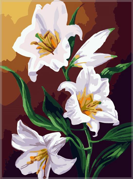 Картина по номерам «Белые лилии»
