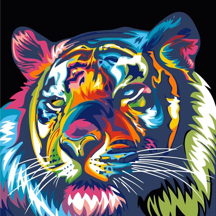 Картина по номерам «Радужный Тигр»