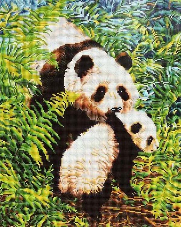Алмазная вышивка «Семья панды»