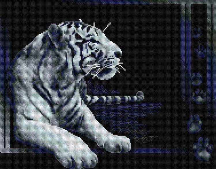 Алмазная вышивка «Тигр на темном фоне»