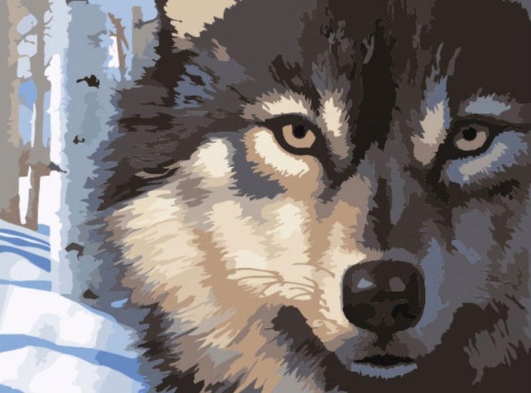 Картина по номерам «Волк в зимнем лесу»