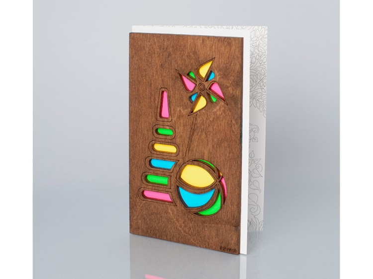 Деревянная открытка «Игрушки», полисандр