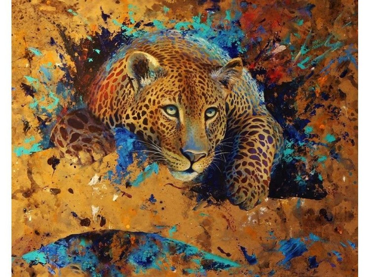 Алмазная картина-раскраска «Леопард»