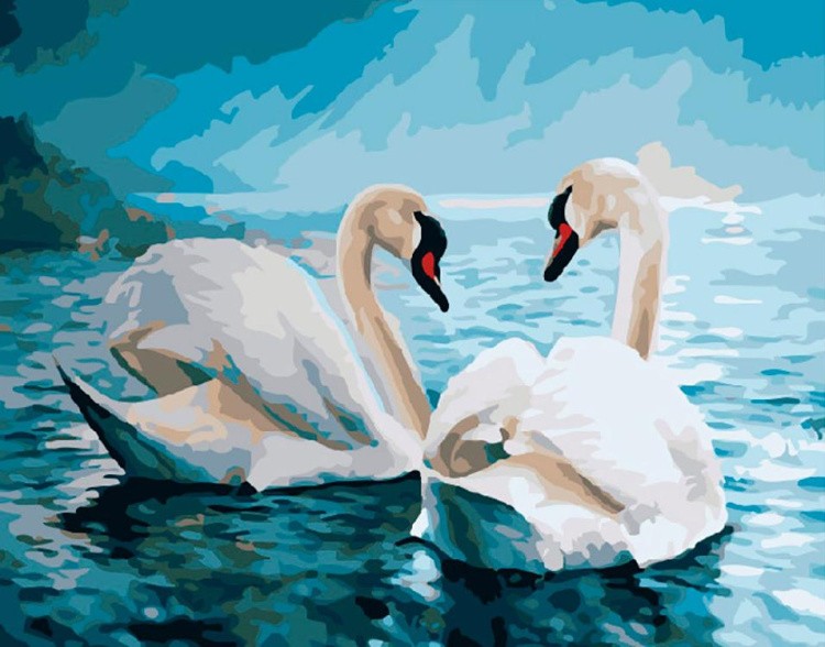 Картина по номерам «Прекрасные лебеди»