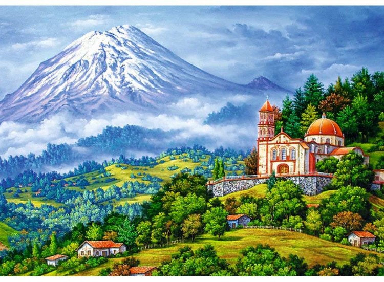 Пазлы «Пейзаж с вулканом»