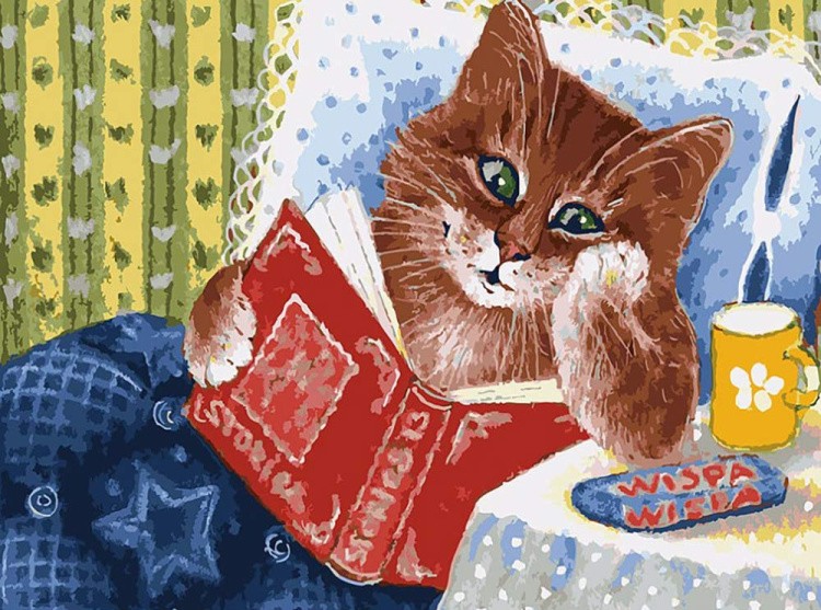 Картина по номерам «Котик с книжкой»
