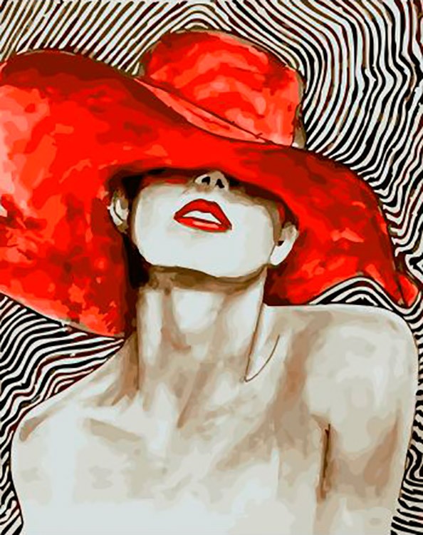 Картина по номерам «Дама в красной шляпе»