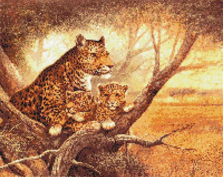 Алмазная вышивка «Семейство леопардов»