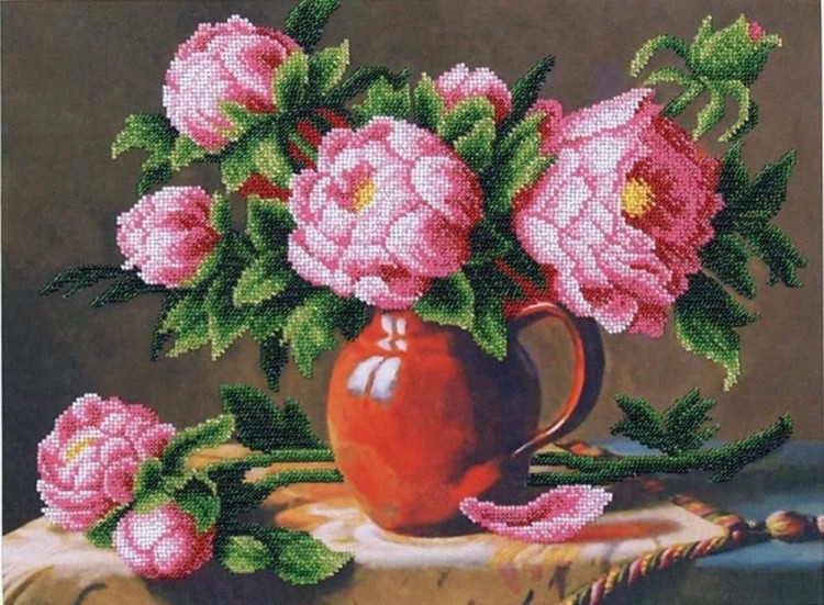 Набор вышивки бисером «Розовые пионы»