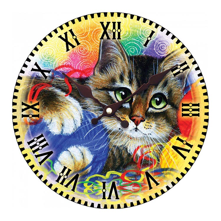 Часы настенные «Котик с клубочками»