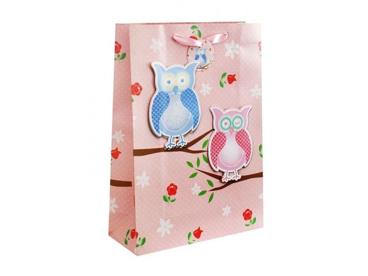 Подарочный пакет «Три совы на розовом»