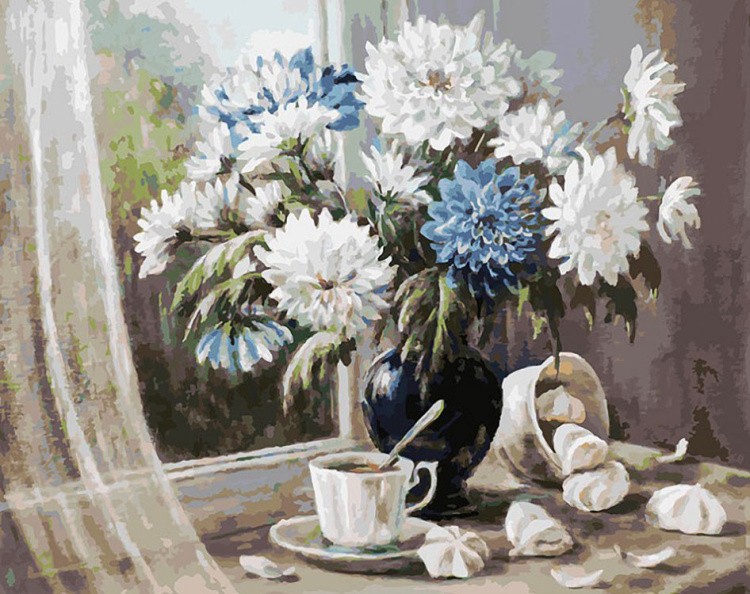 Картина по номерам «Хризантемы — цветы запоздалые»