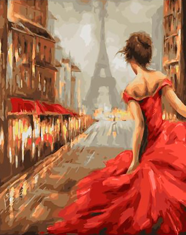 Картина по номерам «Девушка на улице Парижа»