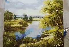 Картина по номерам «Лесное озеро» Сергея Минаева