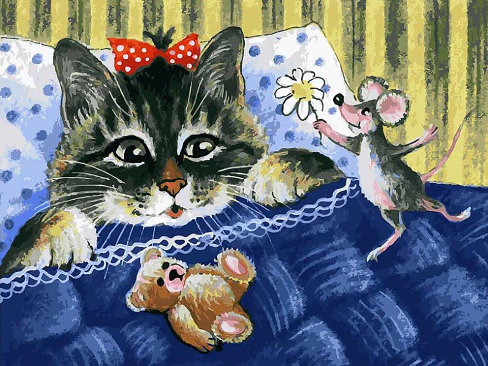 Белоснежка кот. Картина кот и мыши. Кот и мышонок. Кошки-мышки. Мыши в живописи.