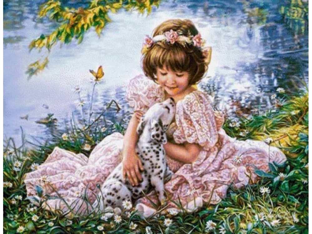 

Алмазная вышивка «Девочка и щенок» Сандры Кук