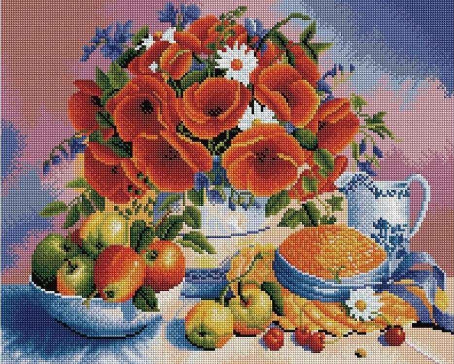 

Алмазная вышивка «Натюрморт с маками и яблоками» Триши Хардвик