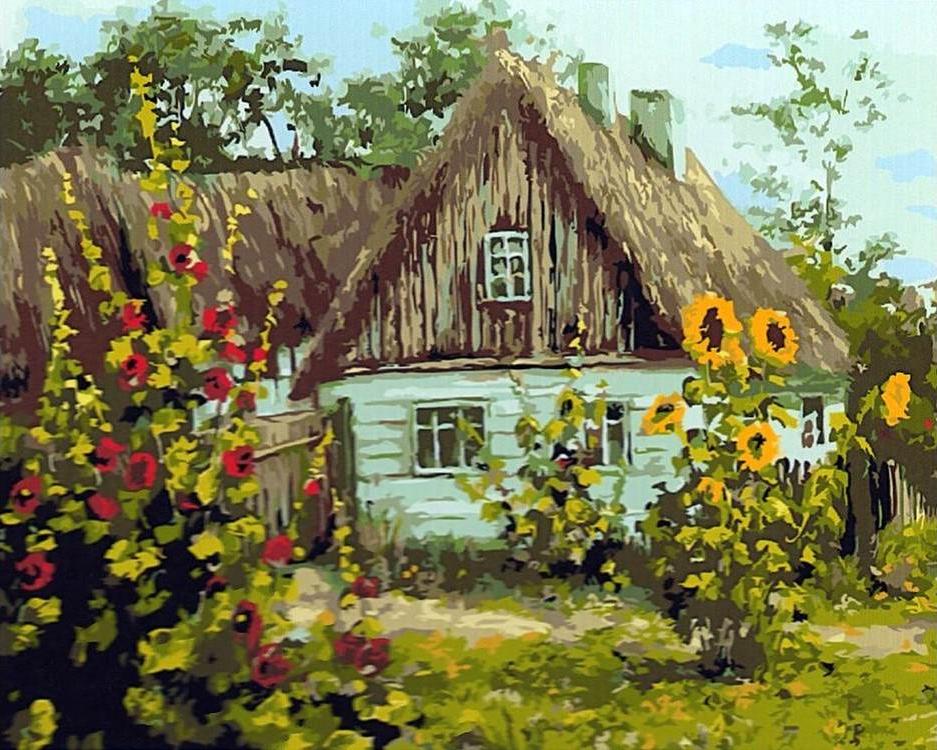 

Картина по номерам «Домик в деревне»