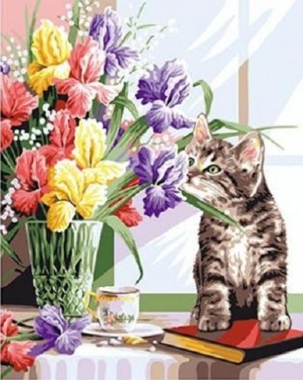

Картина по номерам «Котенок с ирисами», «Котенок с ирисами»