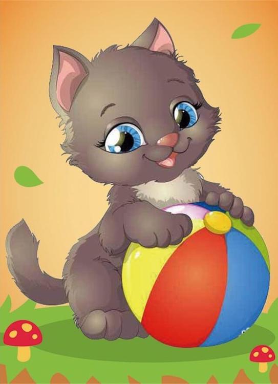 

Алмазная вышивка «Котенок с мячом»
