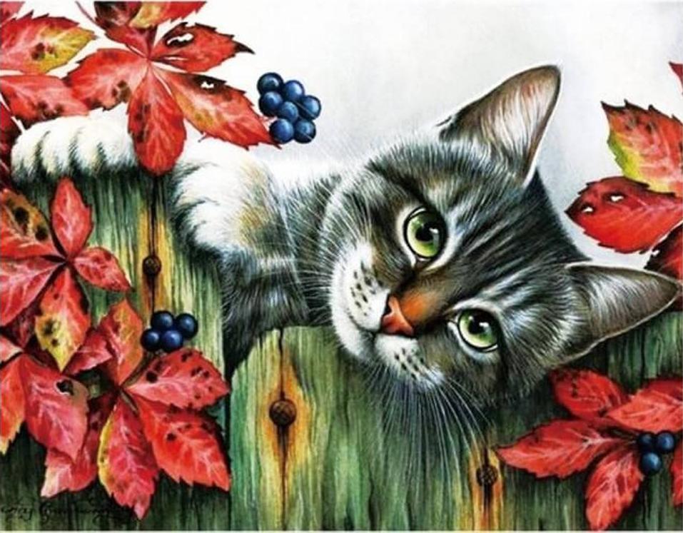 

Алмазная вышивка «Котенок в саду» Ирины Гармашовой, «Котенок в саду»