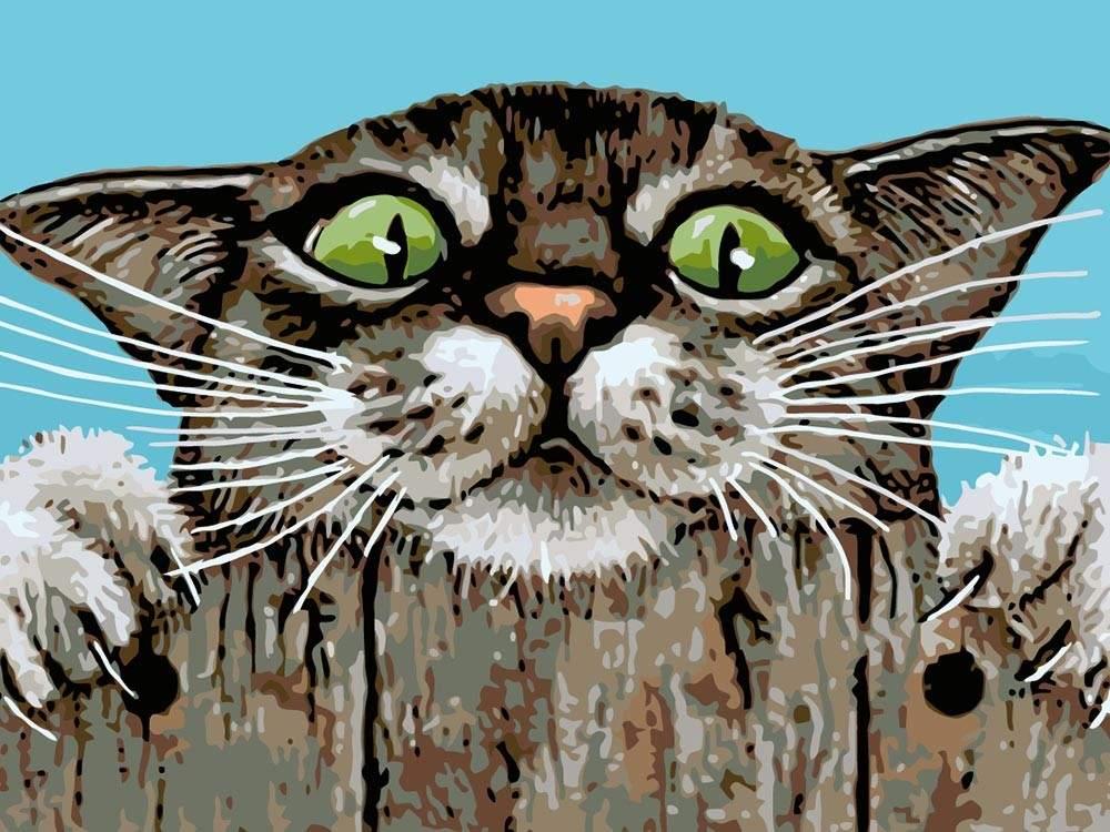 

Картина по номерам «Котейка на заборе» Ирины Гармашовой, «Котейка на заборе»