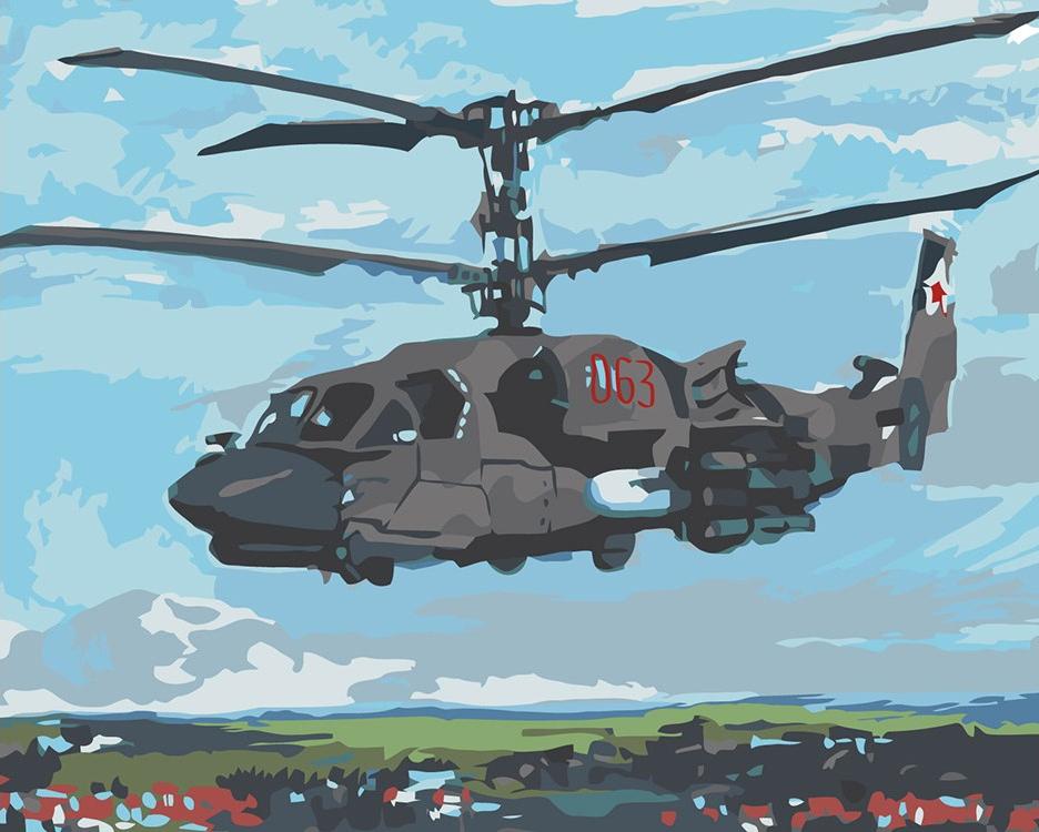 

Картина по номерам «Военный вертолет»