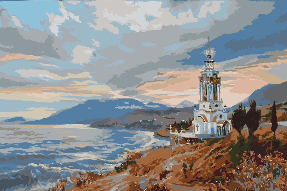 

Картина по номерам «Часовня на берегу»