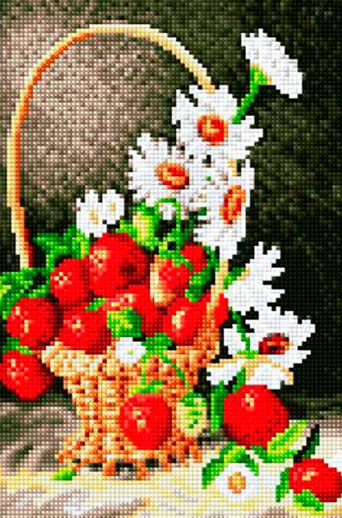 

Алмазная вышивка «Корзинка с ромашками и клубникой»